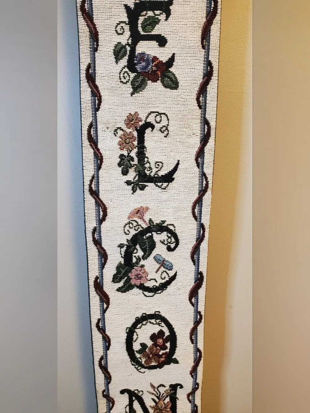 Vintage Welcome Wall Hanging Banner Tapestry Cottagecore Grandmacore Floral 38